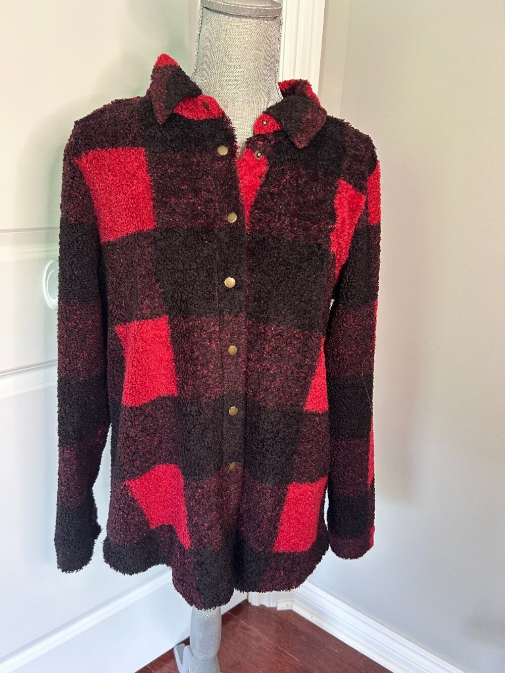 Bobeau Buffalo Red & Black Jacket Size M NWOT